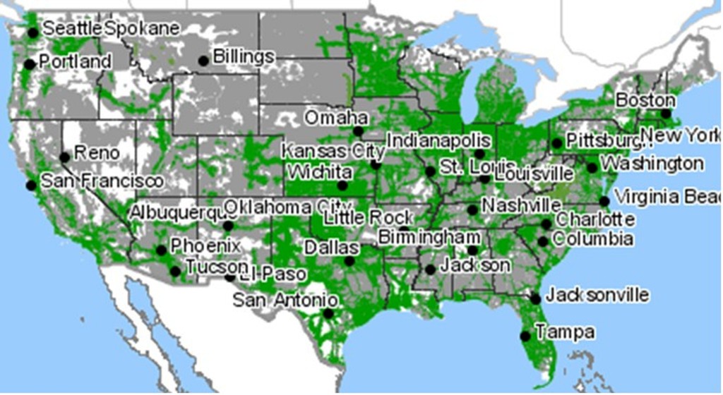 Sprint Wireless Coverage Area Map.
