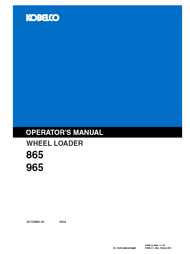 Kobelco English Operators Manuals Kobelco English Operators Manuals