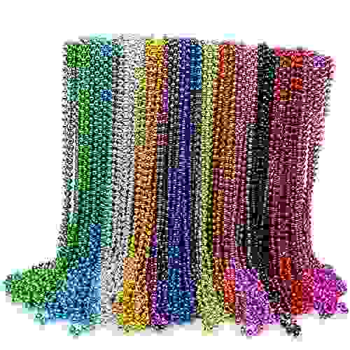 GIFTEXPRESS 144 Pack Mardi Gras Beads Necklaces, Unisex-Adult