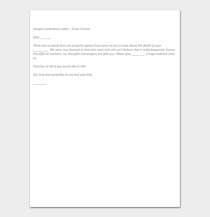 Choose a message that shows both sympathy and respect. 22 Condolence Sympathy Letter Samples Docformats