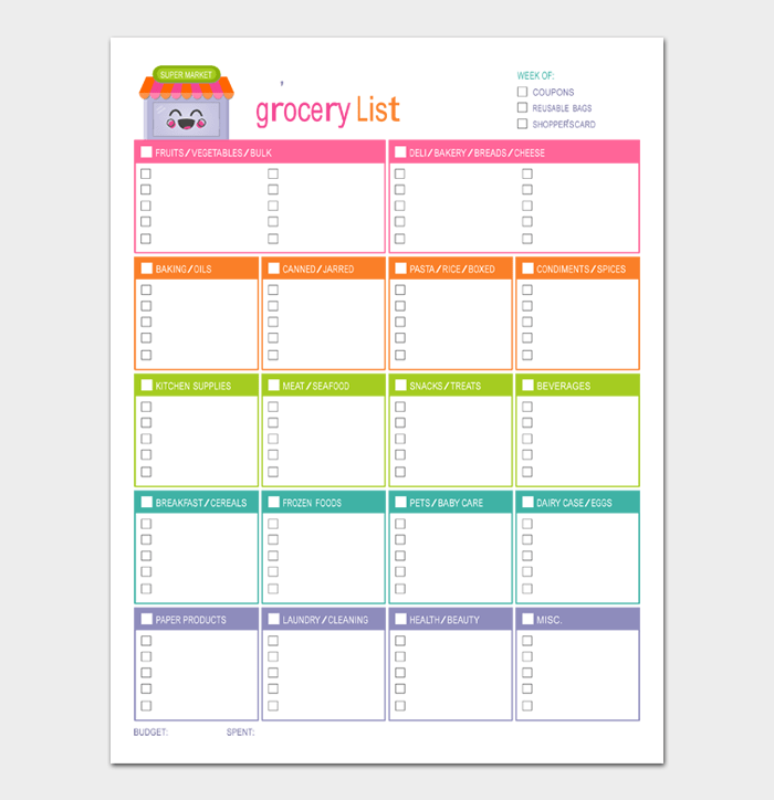 20 free master grocery list templates editable and printable