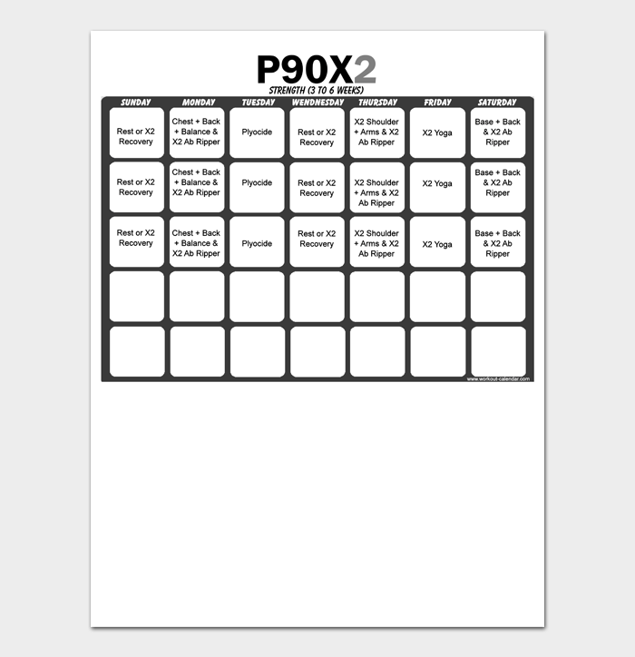 8 printable p90x schedule templates free download