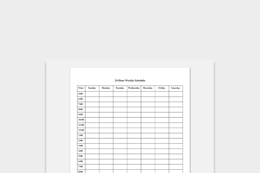18 free printable hourly schedule templates excel ms word daily weekly or monthly