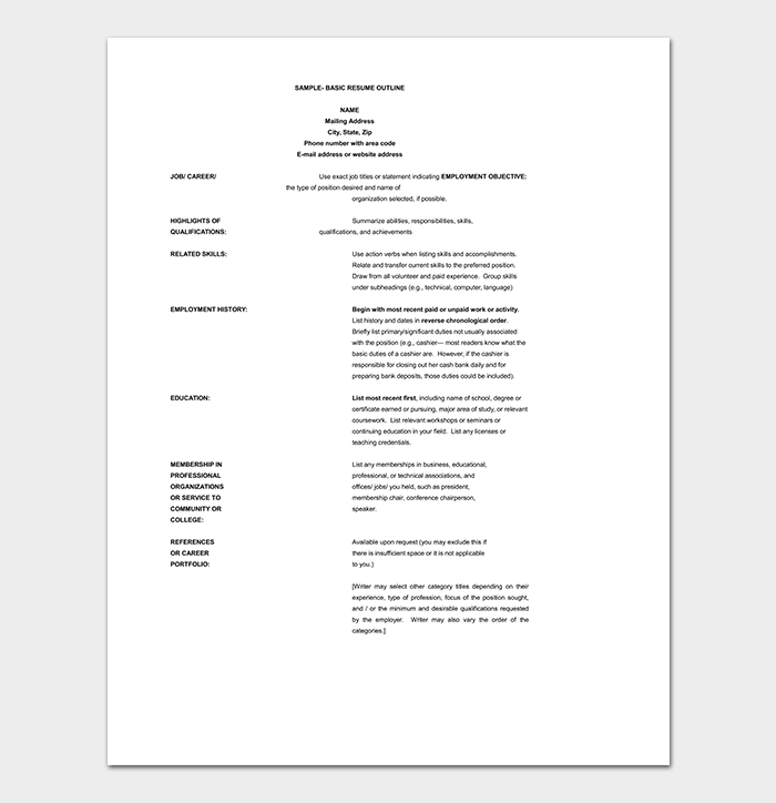 Product and service reviews are conducted independently by our editorial team, but we sometimes make money when you click on links. Resume Outline Template Free Formats Examples Samples