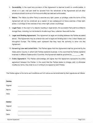 Payment Agreement Template Free Sample Docsketch