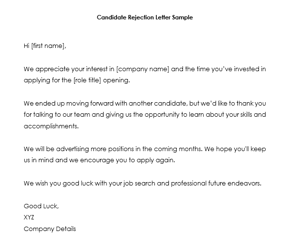 15 Job Rejection Letter Samples Examples How To Write