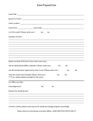 Why go through this process? Budget Proposal For An Event