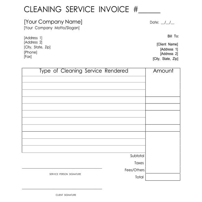 free printable cleaning service invoice templates 10