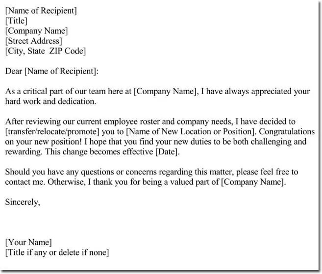 20 Transfer Letter Templates Best Samples Examples Formats