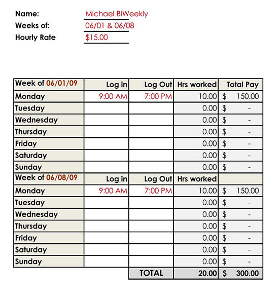 5 free bi weekly timesheet templates how to make