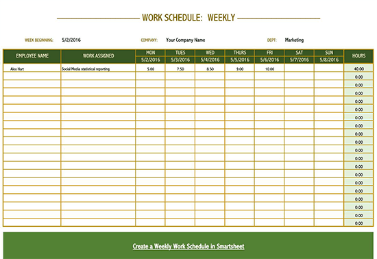 26 free employee work schedule templates word excel