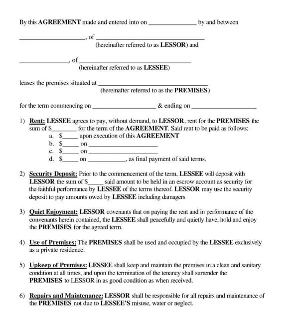 free short term rental agreement templates word pdf