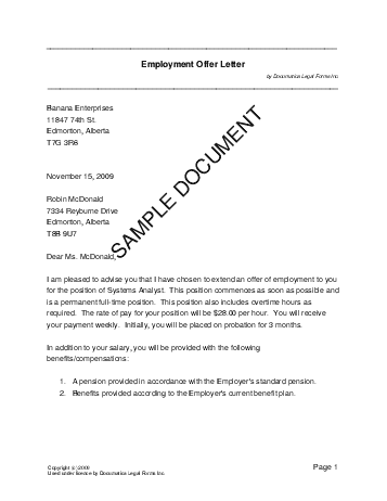Mapsingen Job Offer Letter