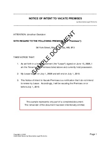 notice of intent to vacate premises mexico legal templates