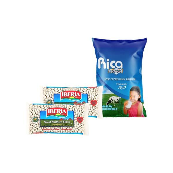 Combo de leche en polvo entera + frijoles blancos (x2)