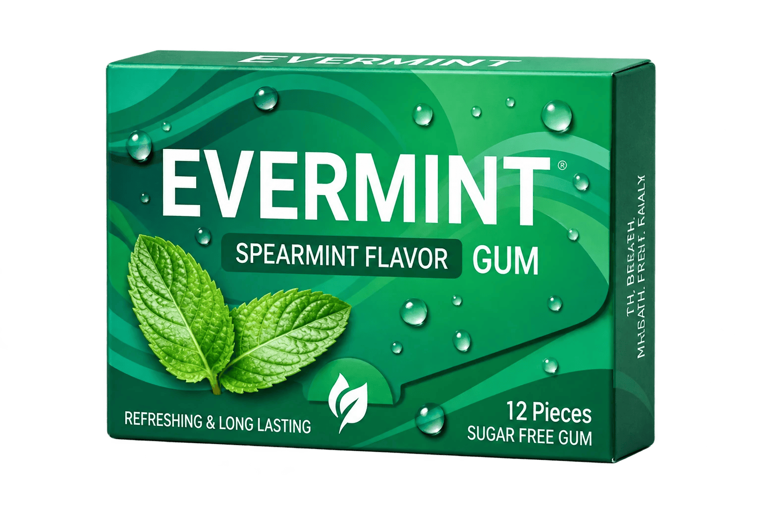 Spearmint gum folding carton packaging