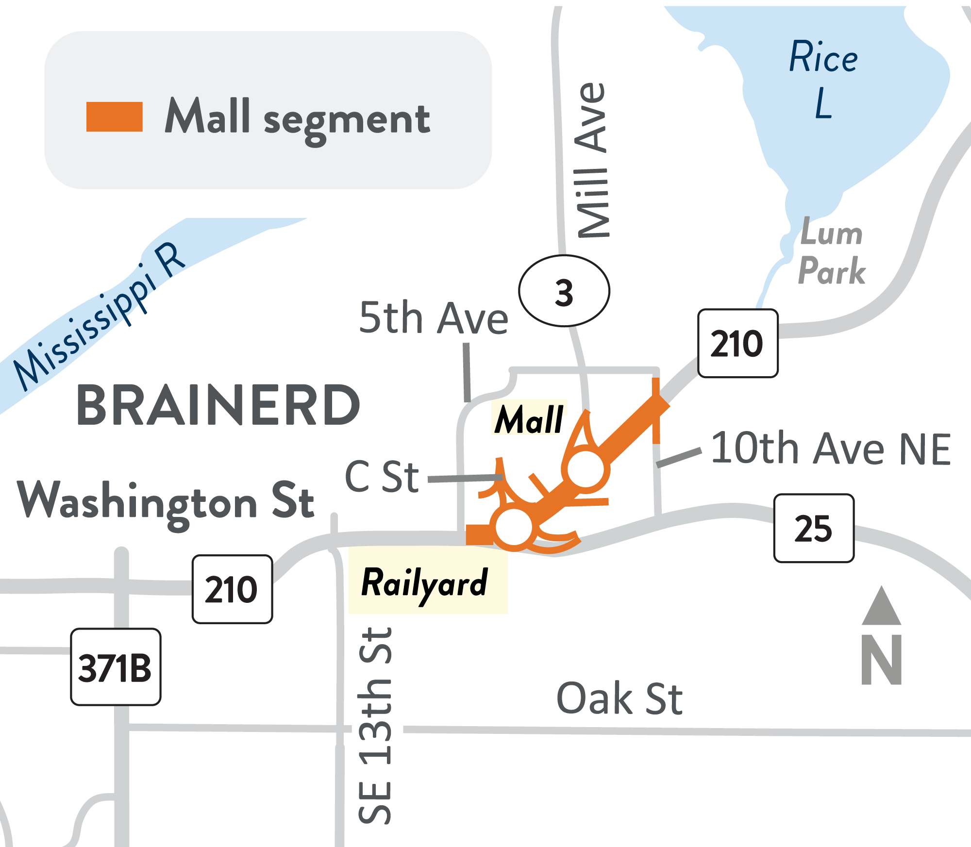 Future Work Traffic Plans Washington St Hwy 210 Brainerd MnDOT Hwy 210 Brainerd ProjectArea Mall Map 