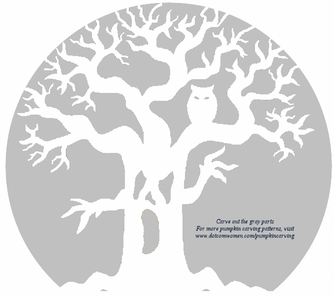 ghost tree with owl free pumpkin carving stencil dot
