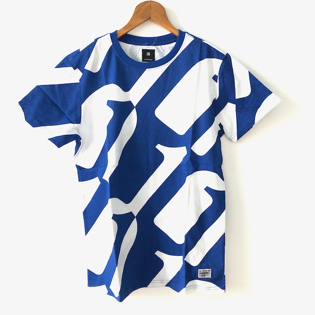 Blue-White short sleeve round neck t 