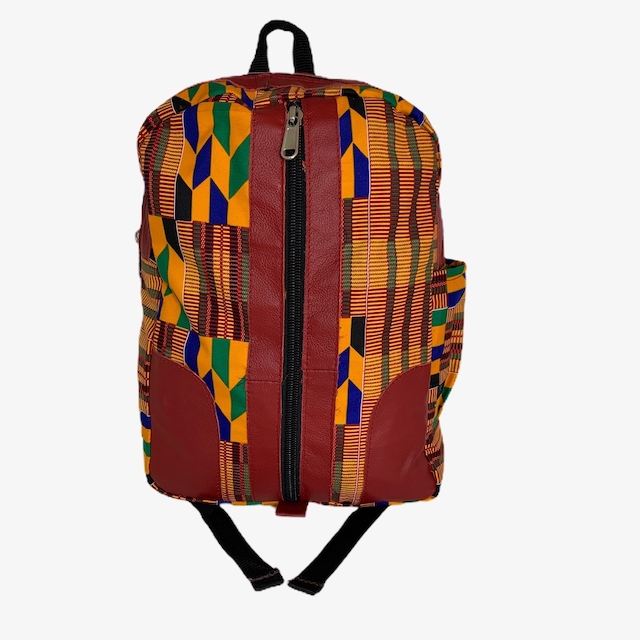 leather african print backpack