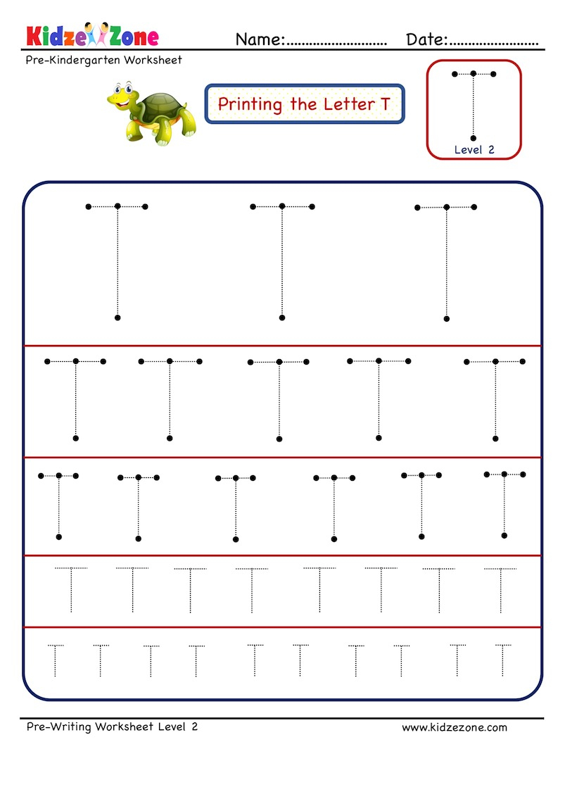 Preschool letter t tracing worksheets