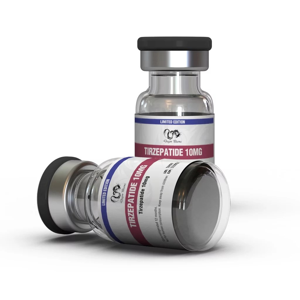 Dragon Pharma Tirze-Pep 10 mg vial of Tirzepatide peptide for bodybuilding