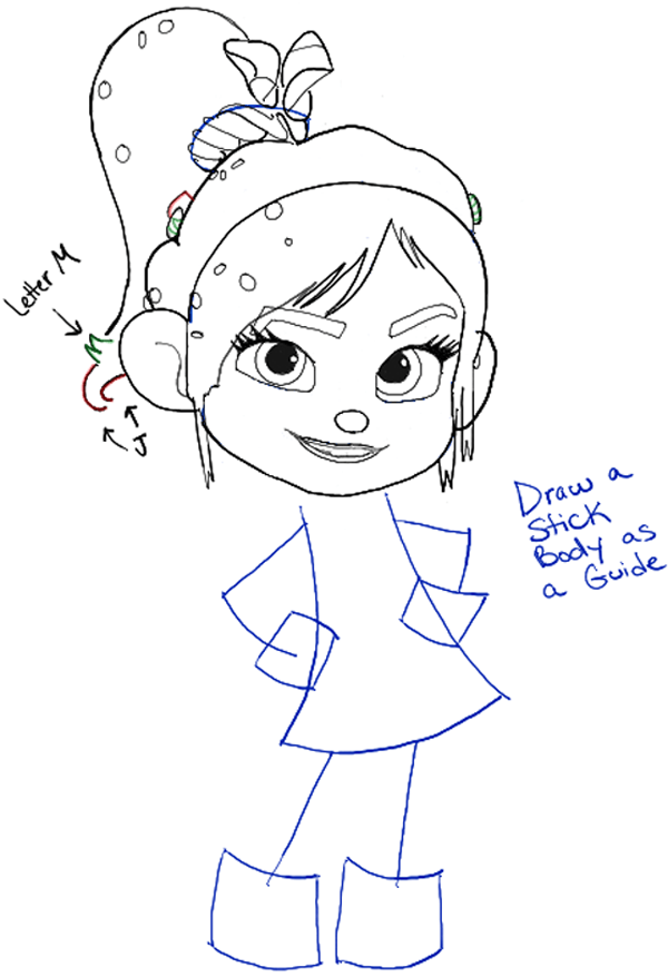 Wreck it ralph & vanellope. How To Draw Vanellope Von Schweetz Or Glitch From Wreck It Ralph Step By Step Tutorial How To Draw Step By Step Drawing Tutorials
