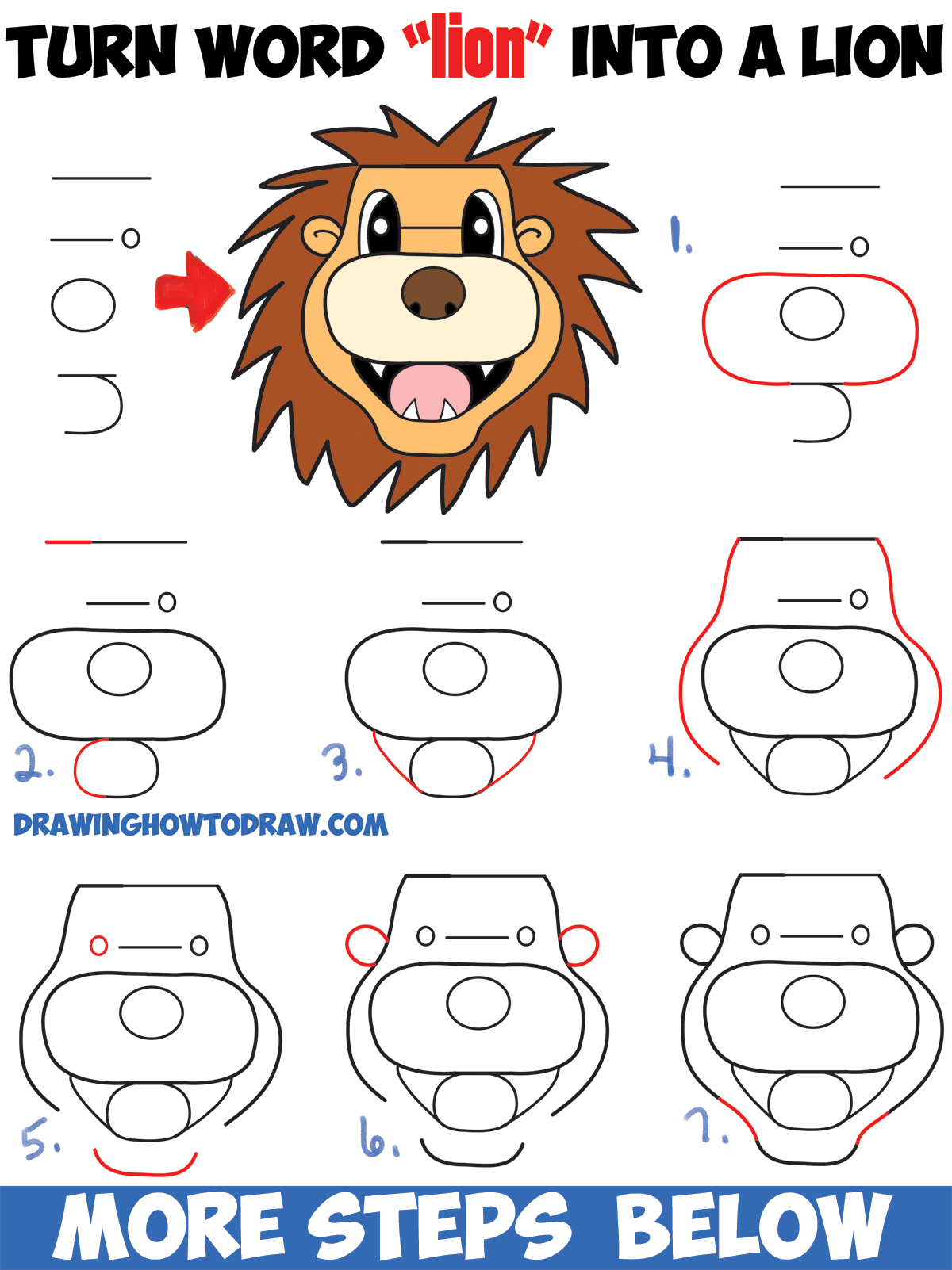 photo Step By Step Drawing For Kids Lion how to draw step by step drawing tutorials