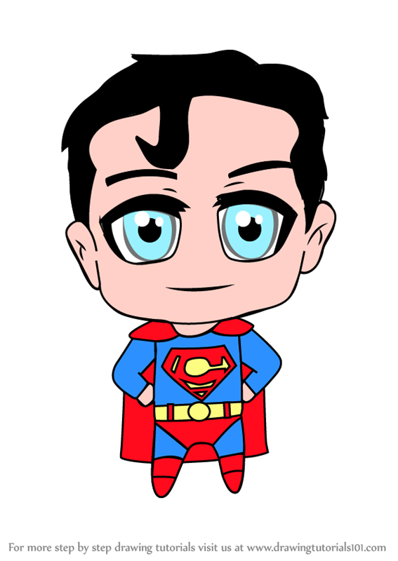 Step By Step How To Draw Chibi Superman Drawingtutorials101 Com