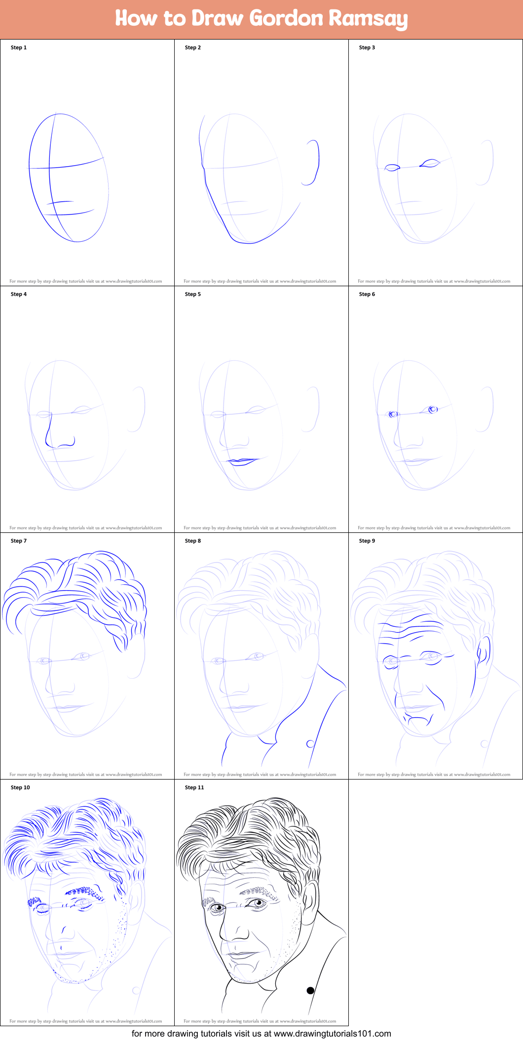 Gordon ramsay style ✍ #foryou #art . How To Draw Gordon Ramsay Printable Step By Step Drawing Sheet Drawingtutorials101 Com