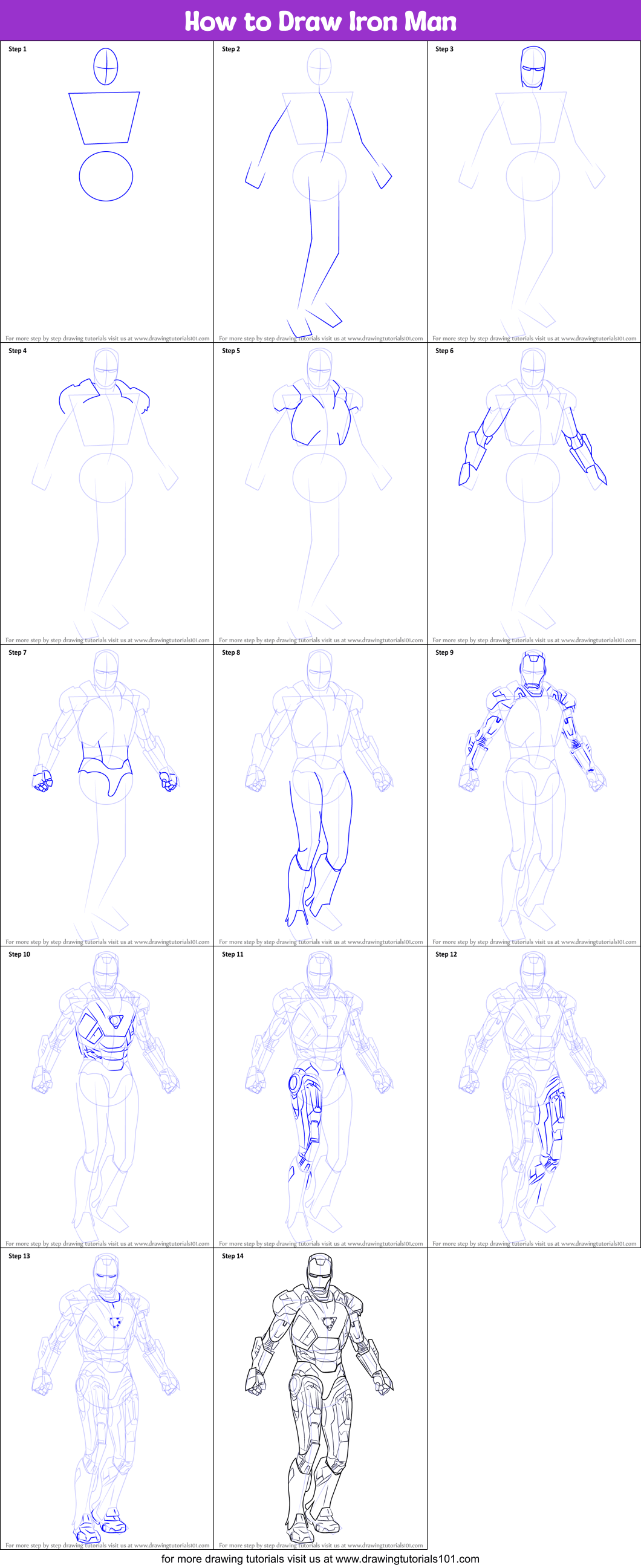 Do you know how to draw a man in a tuxedo? How to Draw Iron Man printable step by step drawing sheet