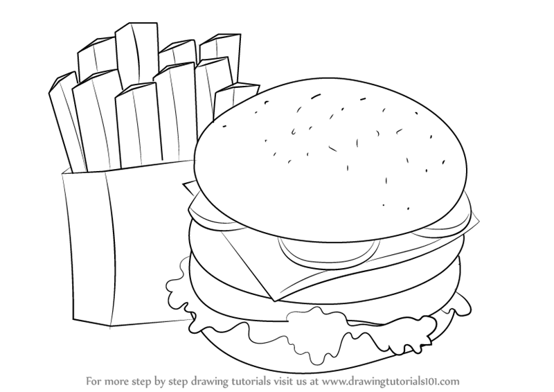 pic Burger Drawing Easy learn how to draw hamburger and fries