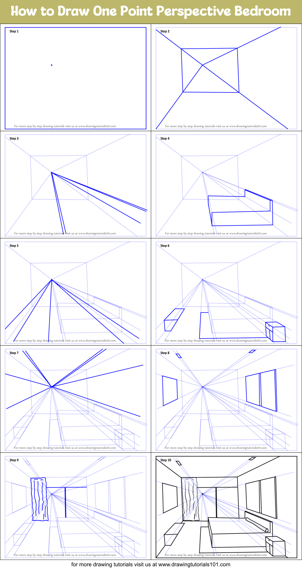 How To Draw One Point Perspective Bedroom Printable Step By Step Drawing Sheet Drawingtutorials101 Com
