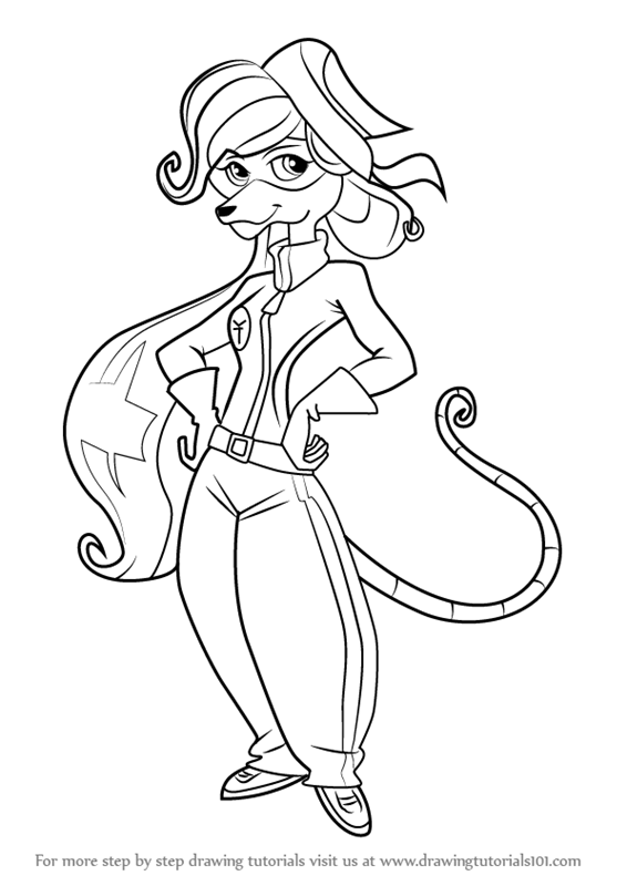 How to draw penelope from sly cooper (sly cooper) step by step