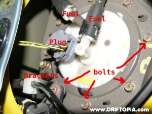 Jpg with labeled top of the s2000 fuel pump assembly. Jpg with labeled top of the s2000 fuel pump assembly.