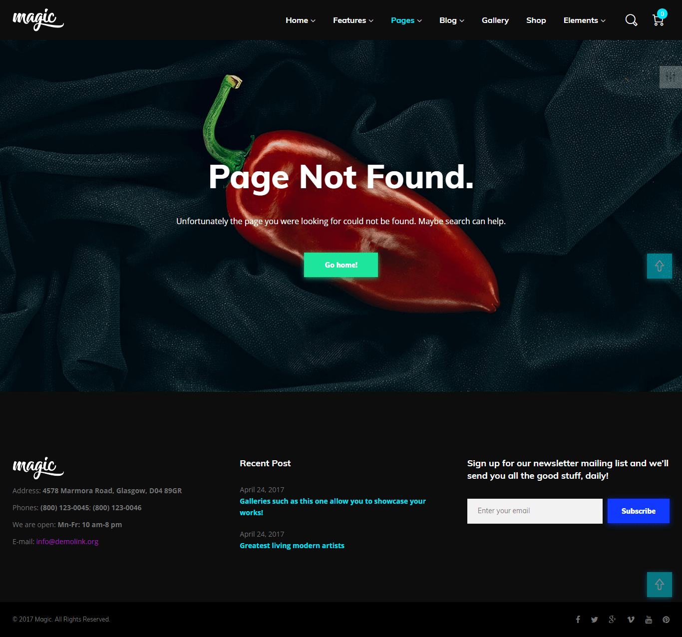 magic multipurpose wordpress theme 404 page