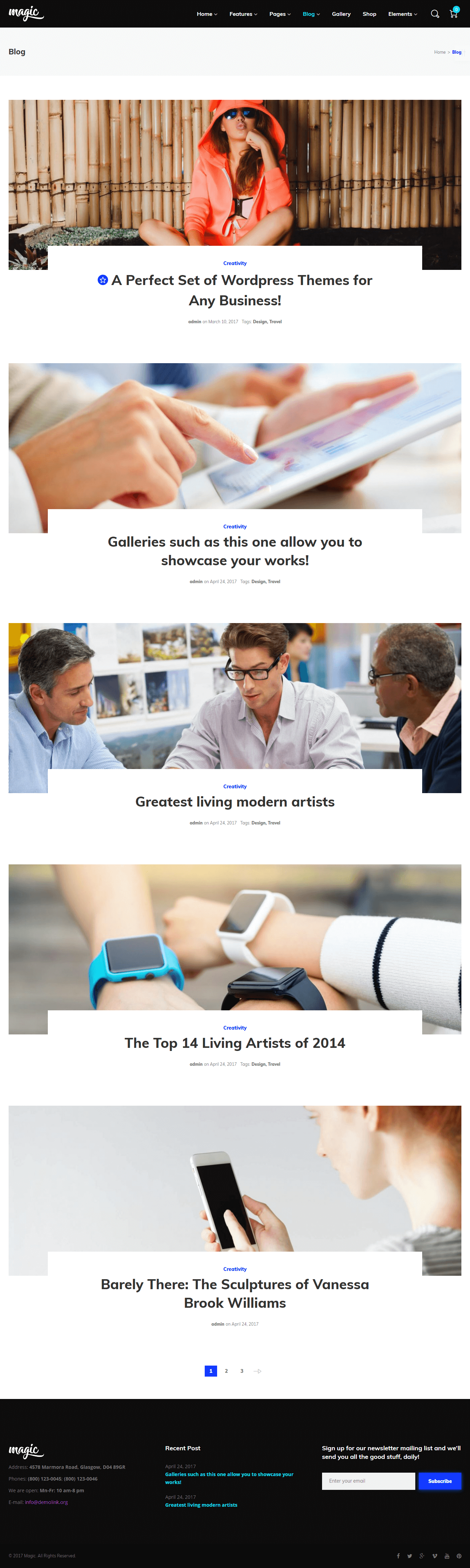 magic multipurpose wordpress theme blog list