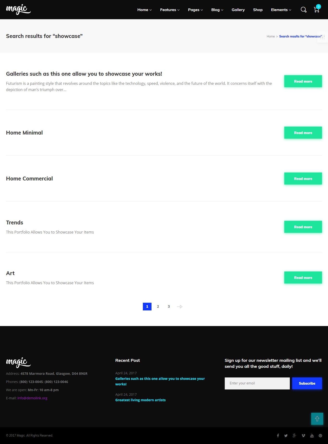 magic multipurpose wordpress theme search page