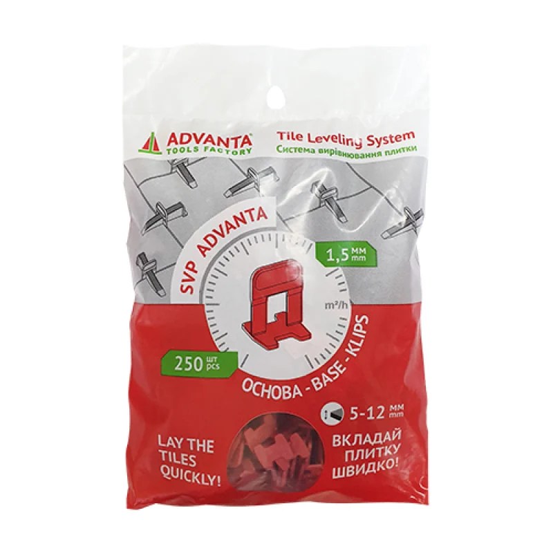 ADVANTA BASE csempeszitező talp, 1,5 mm-es, 250 db/csomag, 5-12 mm-ig