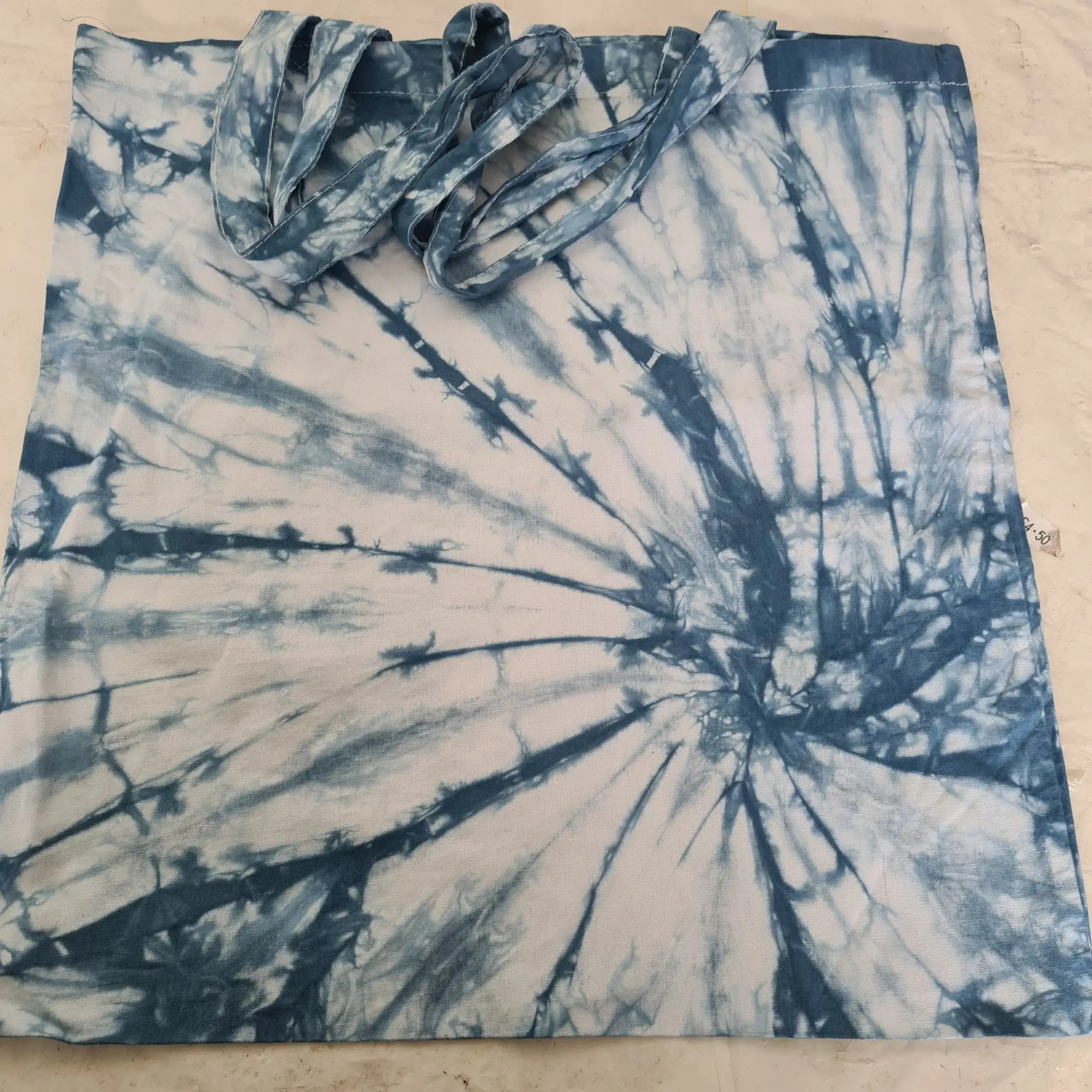 indigo tie-dyed tote