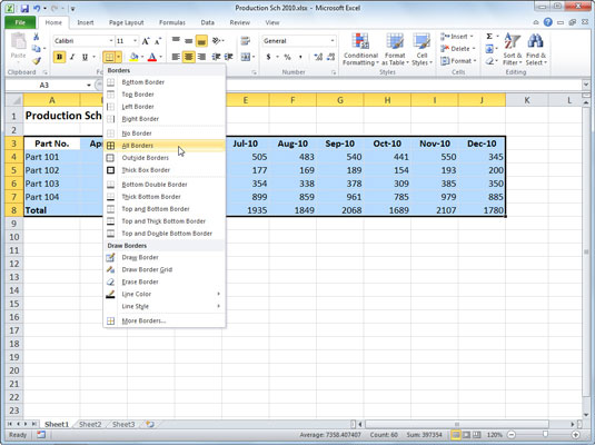 Here is one way to do it. How To Add Cell Borders In Excel 2010 Dummies