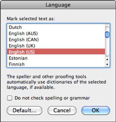 You can insert or type a check mark or tick mark symbol in a word document in several ways. Word 2011 For Mac Changing The Dictionary To A Different Language Dummies