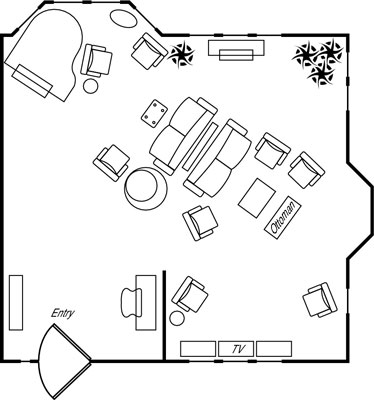 Living Room Diagram / Free Living Room Floor Plan Template / 12 timeless living room layout ideas · twin sofas · oversized sofa + credenza · living room + home office · floating sectional + armchairs.
