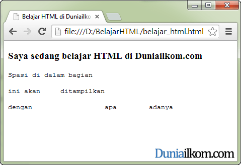 Cara Membuat Text Html Tanpa Format Tag Pre Dan Tag Code Duniailkom Oke lah Kali ini saya akan memberikan tutorial tentang Animasi teks pada HTML.