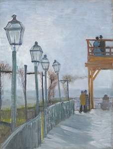 Terras en observatiedek bij de Moulin de Blute-Fin, Montmartre - Vincent van Gogh, eind 1886