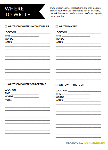 Where to write (writer worksheet wednesday)