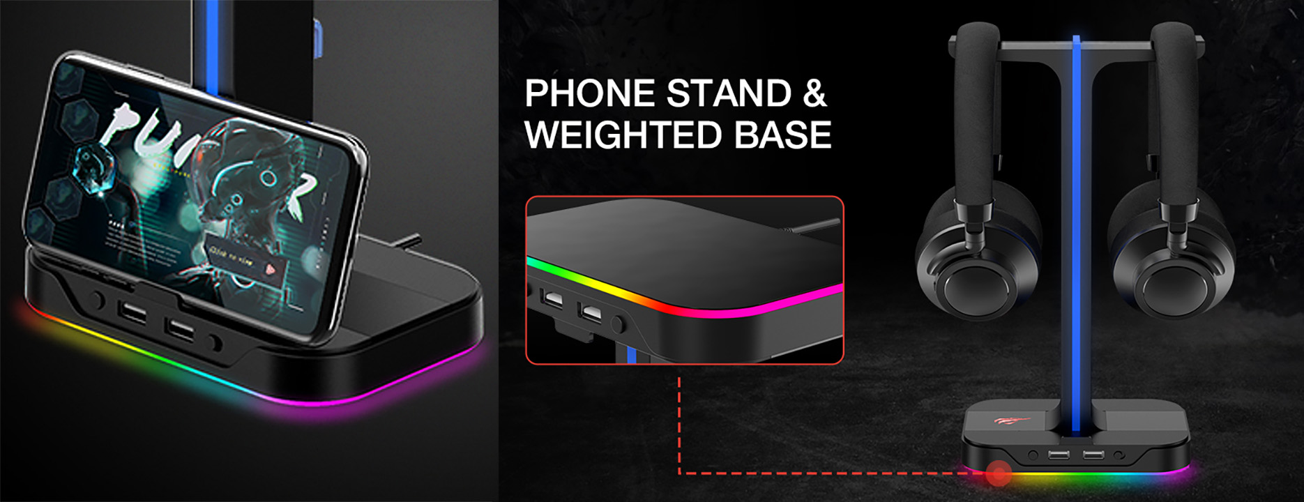 GameNote TH650 RGB Dual Headset Stand Earspan