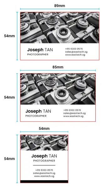 Example of Different Business Card Sizes – Easitech