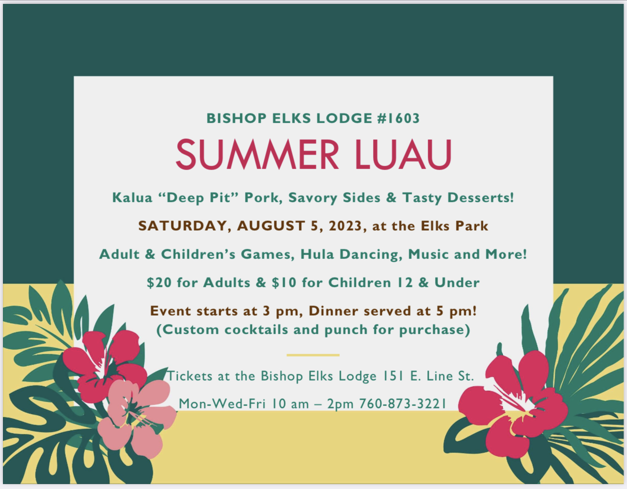 Elks Summer Luau • Eastern Sierra Now