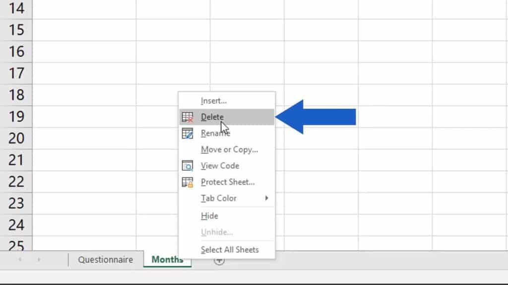How to delete sheet in excel